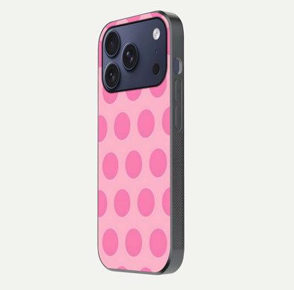 Sweet Dot Dreams iPhone 17 Pro glass phone case side profile view focusing on sleek edges and seamless wrap