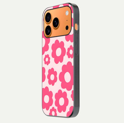 Blush Flower Pop iPhone 17 Pro Max glass phone case side profile view focusing on clean edges and seamless floral wrap