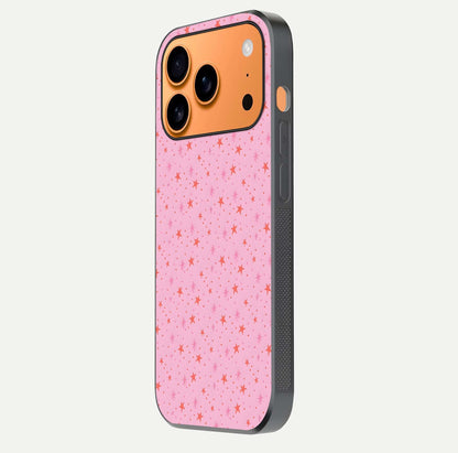 Cosmic Pink Sparkle iPhone 17 Pro Max glass phone case side profile view focusing on sleek edges and seamless wrap