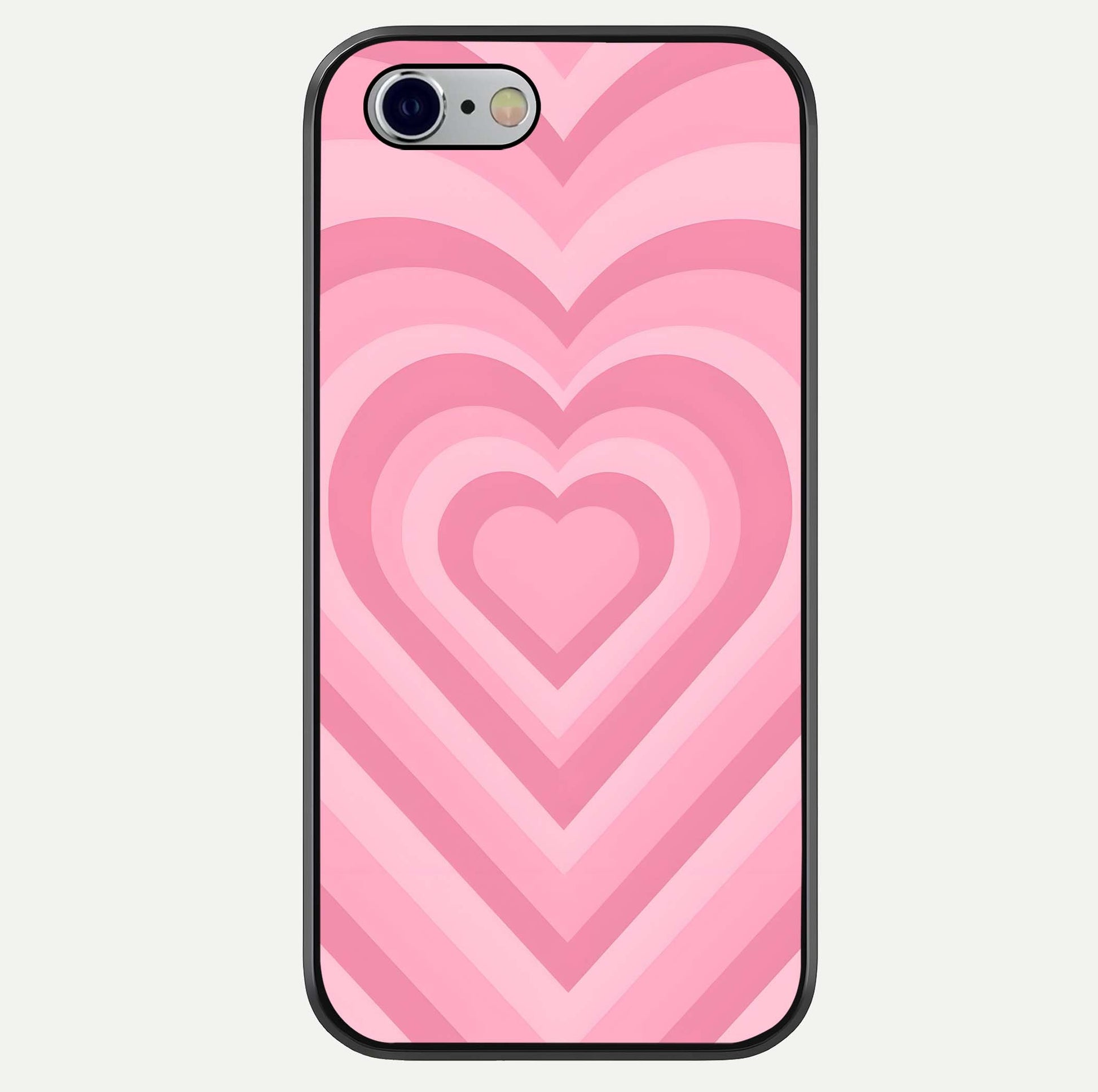 Blush Heart Waves iPhone 6 glass phone case front view showcasing flowing heart wave patterns in soft blush tones
