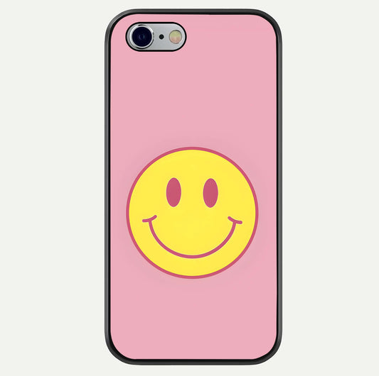 Happy Pink Mood iPhone 6 glass phone case front view featuring cheerful pink tones and playful aesthetic design