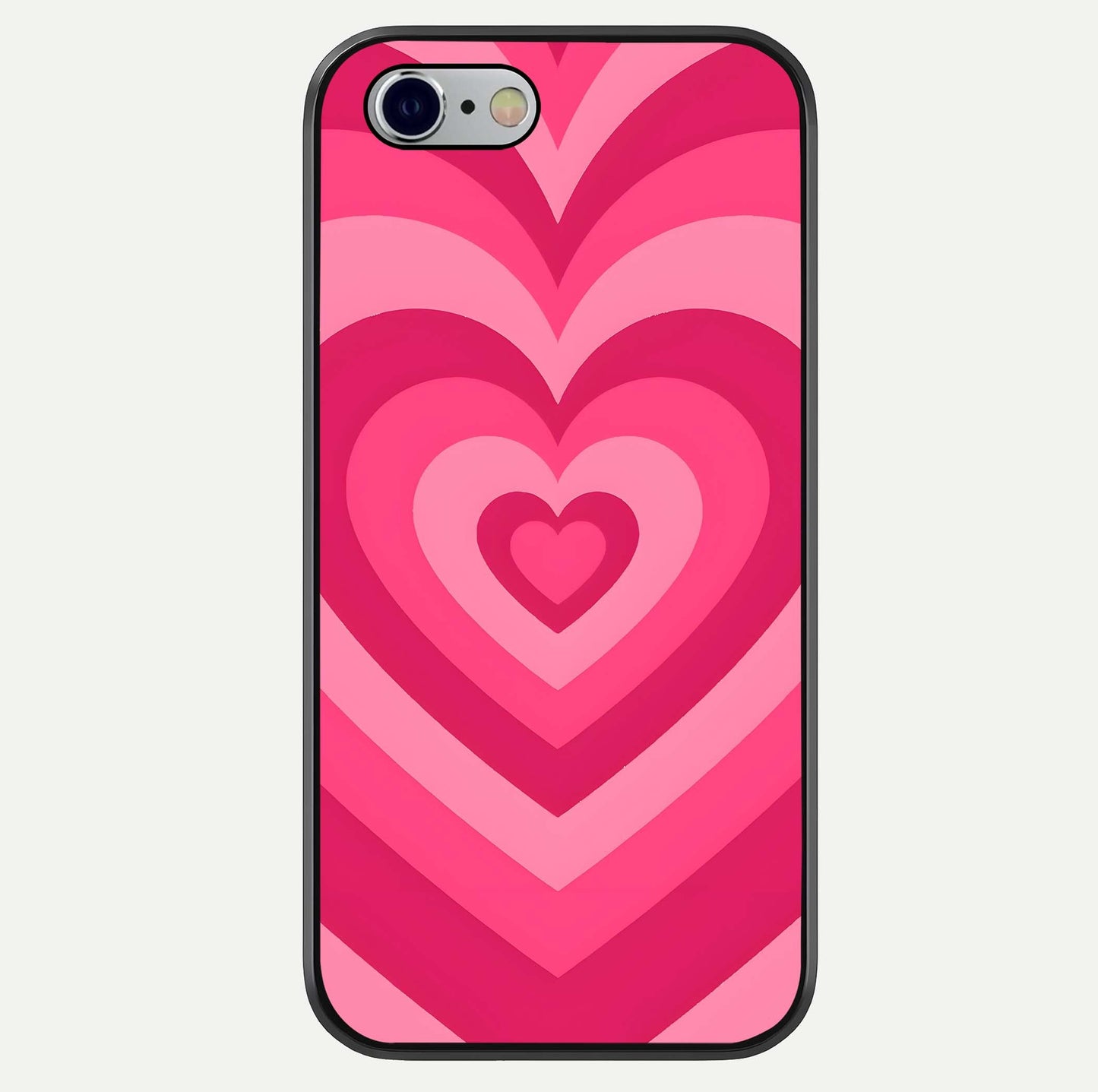 Layered Love Hearts iPhone 6 glass phone case front view showcasing layered heart patterns with romantic aesthetic