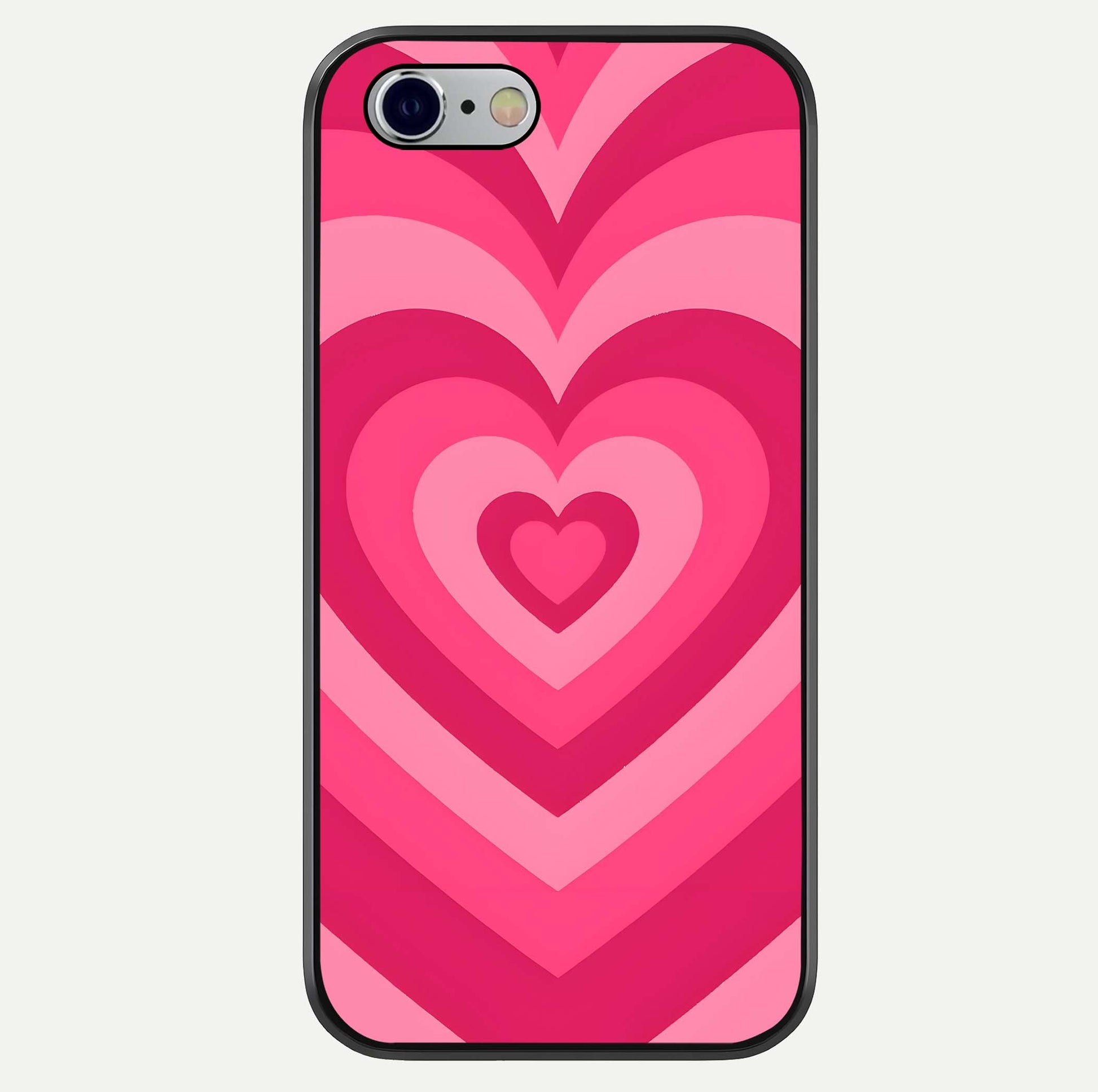 Layered Love Hearts iPhone 6 glass phone case front view showcasing layered heart patterns with romantic aesthetic