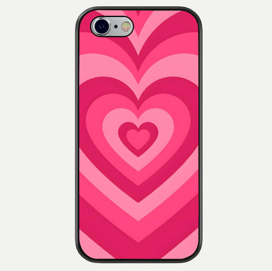 Layered Love Hearts iPhone 6 glass phone case front view showcasing layered heart patterns with romantic aesthetic