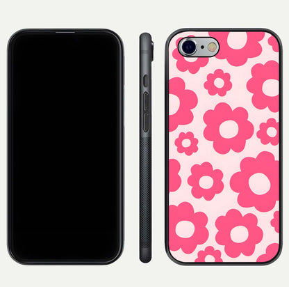 Blush Flower Pop iPhone 6 glass phone case front and side layout view showing slim profile and full floral coverage