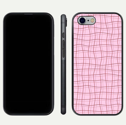 Soft Grid Bliss iPhone 6 glass phone case front and side layout view displaying slim profile and clean design