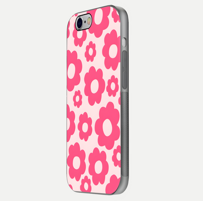Blush Flower Pop iPhone 6 glass phone case side profile view focusing on clean edges and seamless floral wrap