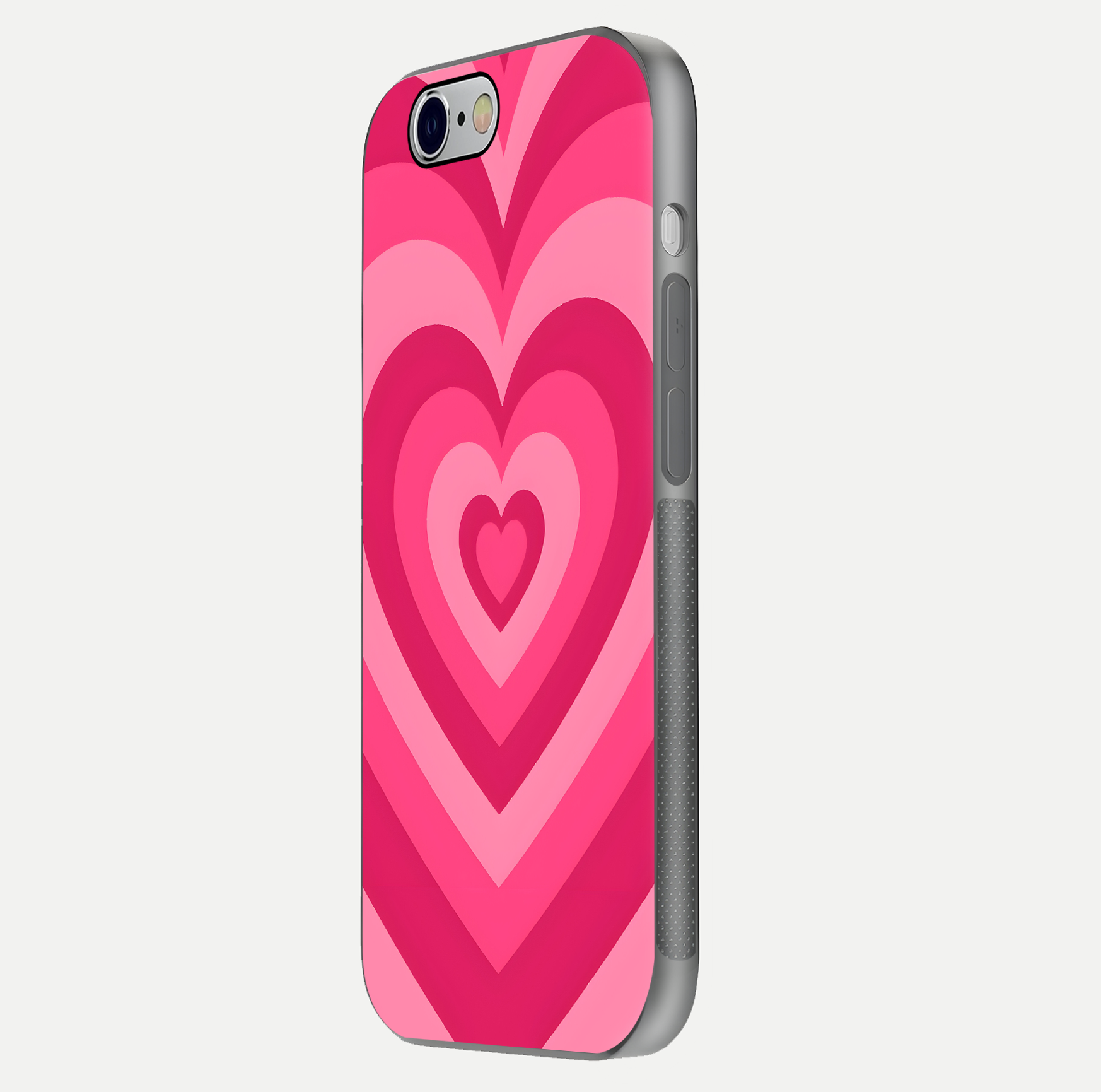 Layered Love Hearts iPhone 6 glass phone case side profile view focusing on sleek edges and seamless wrap