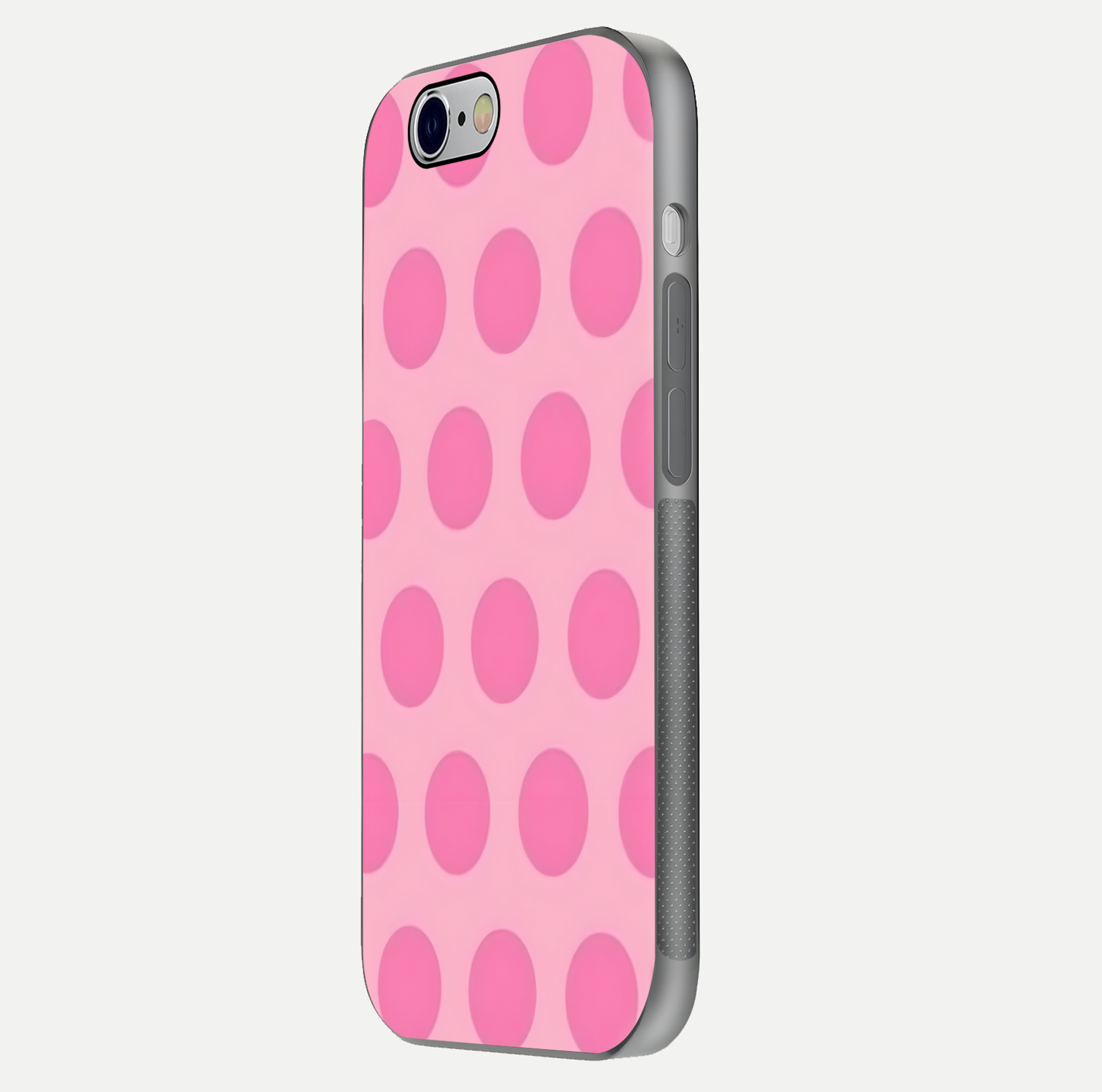 Sweet Dot Dreams iPhone 6 glass phone case side profile view focusing on sleek edges and seamless wrap
