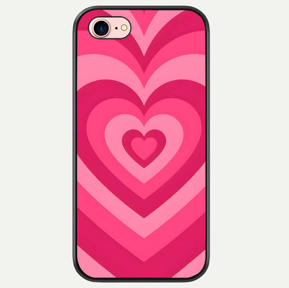 Layered Love Hearts iPhone 7 Plus glass phone case front view showcasing layered heart patterns with romantic aesthetic