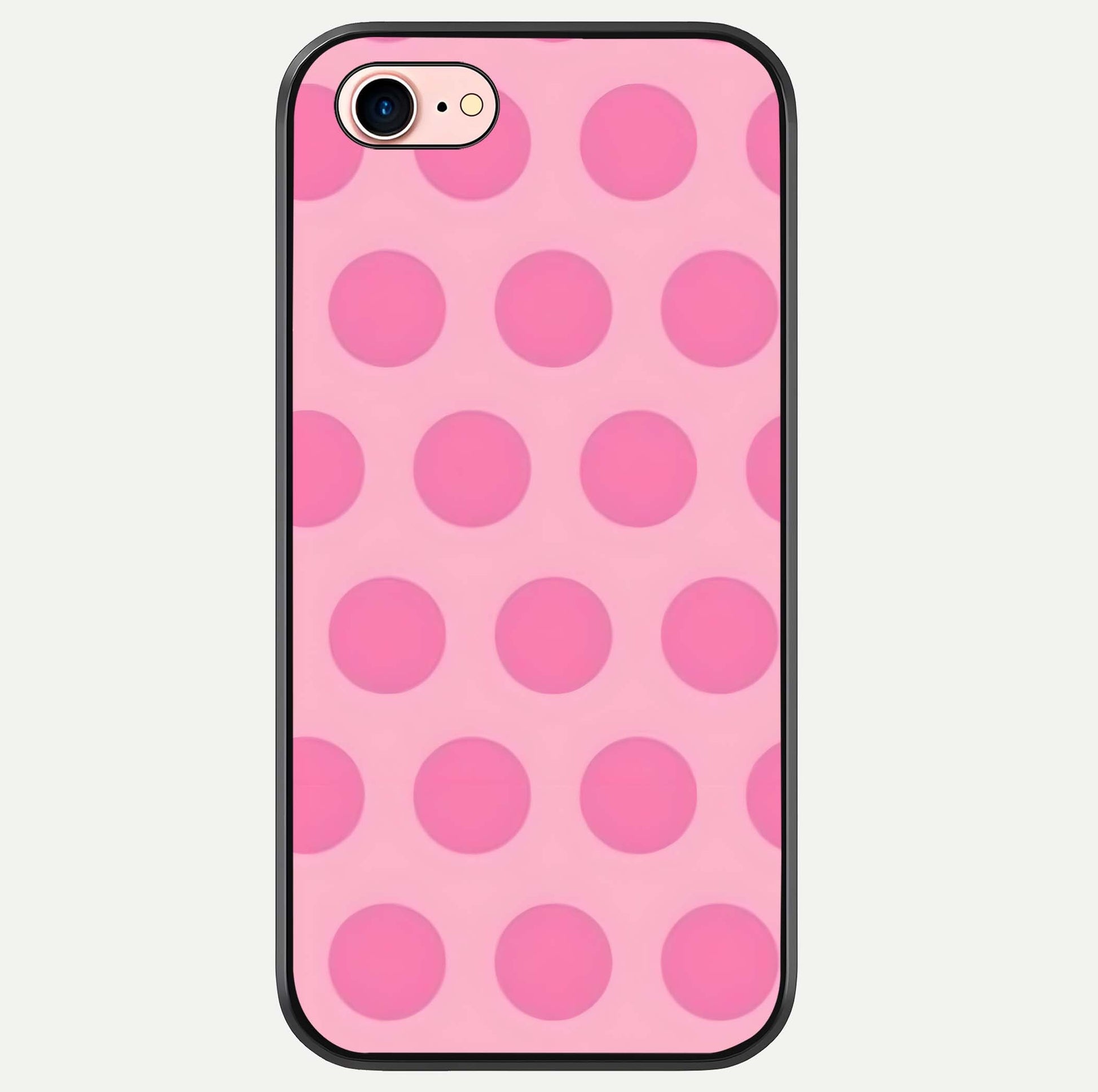 Sweet Dot Dreams iPhone 7 glass phone case front view showcasing playful dot patterns with dreamy aesthetic