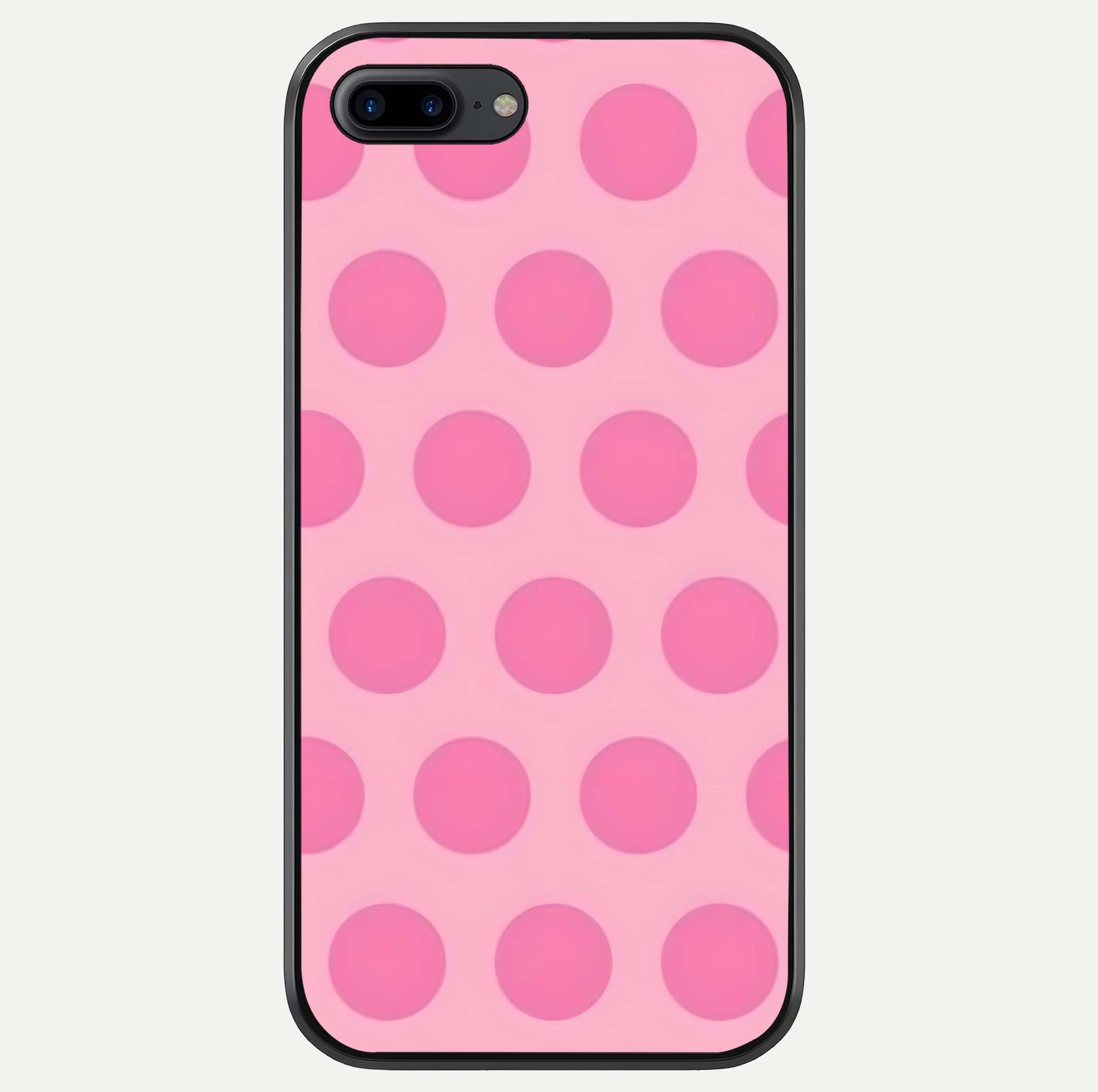 Sweet Dot Dreams iPhone 8 Plus glass phone case front view showcasing playful dot patterns with dreamy aesthetic