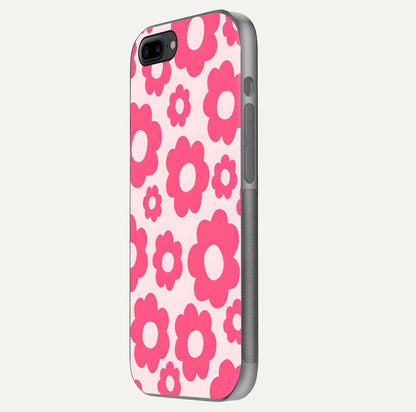 Blush Flower Pop iPhone 8 Plus glass phone case side profile view focusing on clean edges and seamless floral wrap