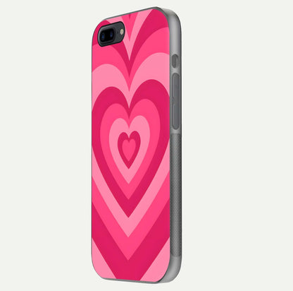 Layered Love Hearts iPhone 8 Plus glass phone case side profile view focusing on sleek edges and seamless wrap