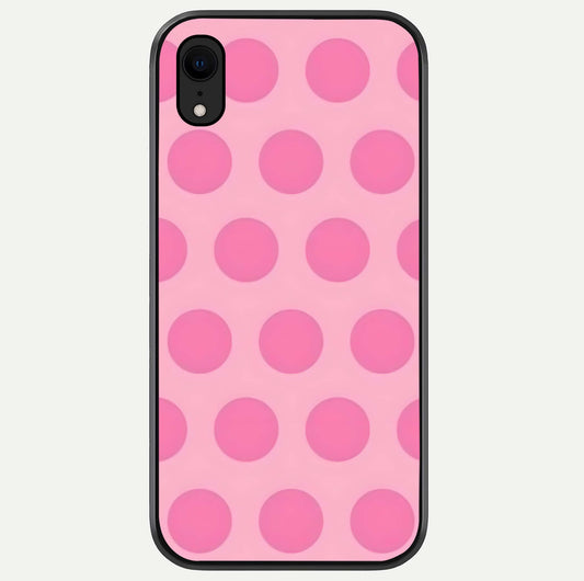 Sweet Dot Dreams iPhone Xr glass phone case front view showcasing playful dot patterns with dreamy aesthetic