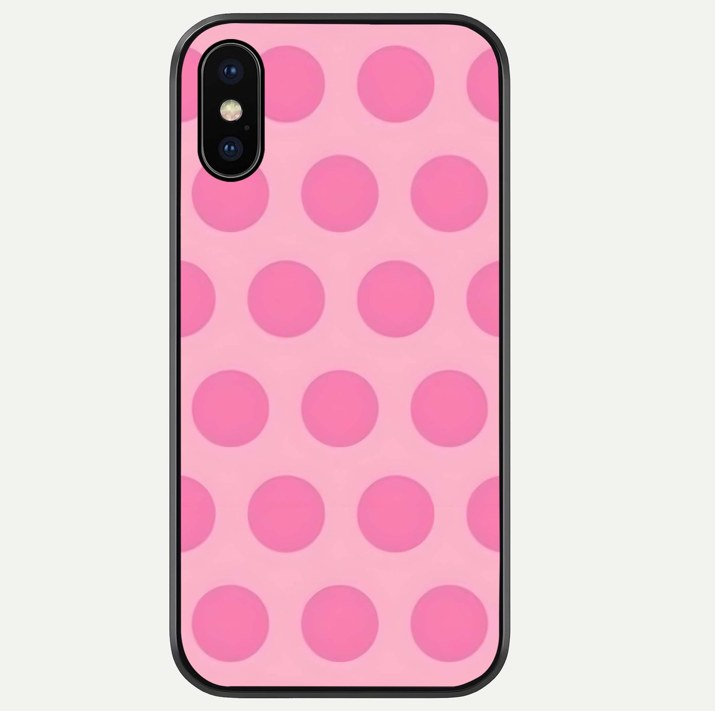 Sweet Dot Dreams iPhone Xs Max glass phone case front view showcasing playful dot patterns with dreamy aesthetic