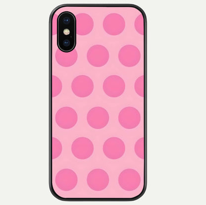 Sweet Dot Dreams iPhone Xs Max glass phone case front view showcasing playful dot patterns with dreamy aesthetic