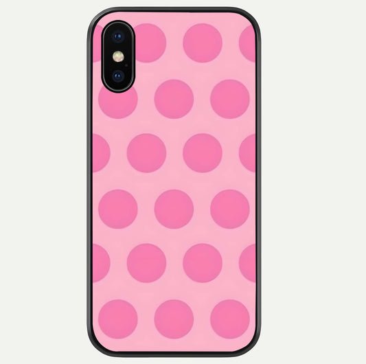 Sweet Dot Dreams iPhone Xs Max glass phone case front view showcasing playful dot patterns with dreamy aesthetic