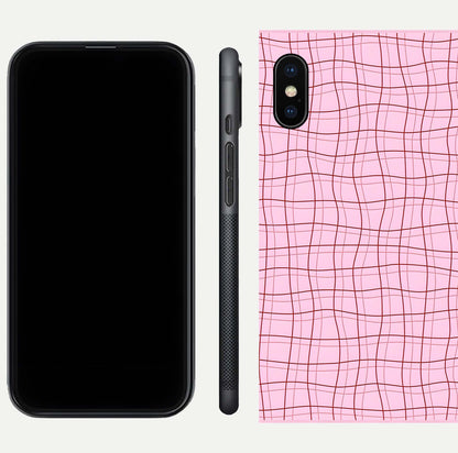Soft Grid Bliss iPhone Xs Max glass phone case front and side layout view displaying slim profile and clean design