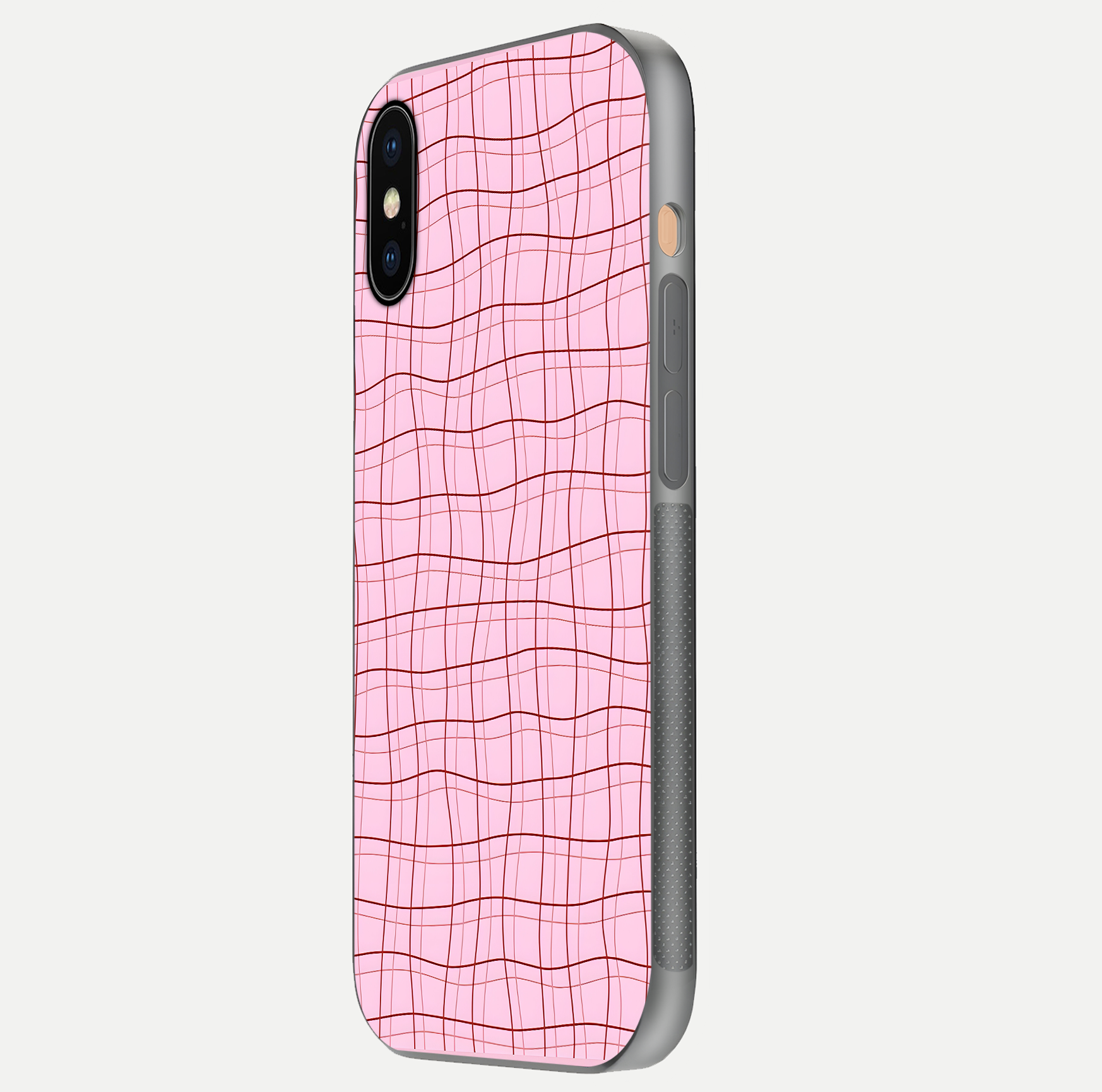 Soft Grid Bliss iPhone Xs Max glass phone case side profile view focusing on sleek edges and seamless wrap