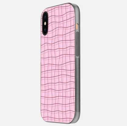 Soft Grid Bliss iPhone Xs Max glass phone case side profile view focusing on sleek edges and seamless wrap