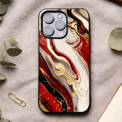 Red & White Marble Glass Case