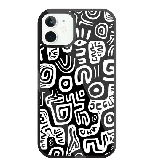 Black And White Doodle Art Glass Case For Apple iPhone 11