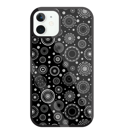 Black Circle Pattern Glass Case For Apple iPhone 11