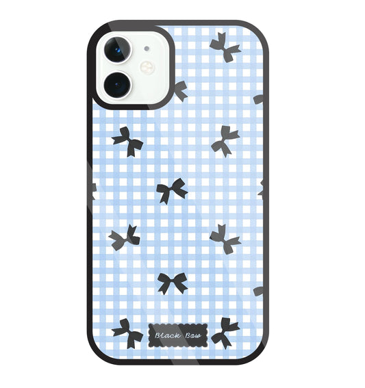 Black Ribbon With Check Pattern Glass Case For Apple iPhone 11