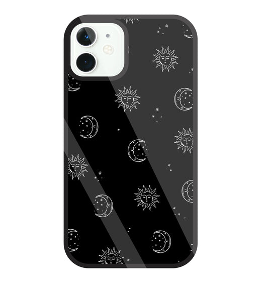 Black Sun With Moon Glass Case For Apple iPhone 11