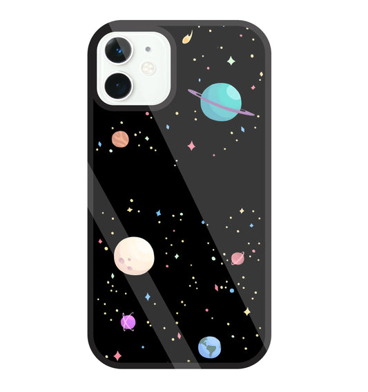 Colorful Space Glass Case For Apple iPhone 11