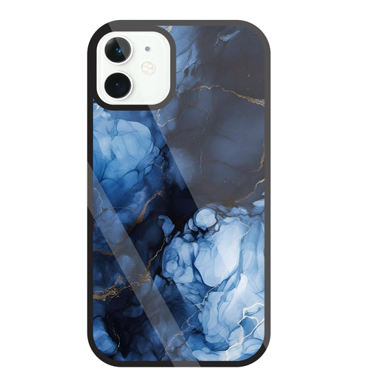 Dark Blue Marble Glass Case For Apple iPhone 11