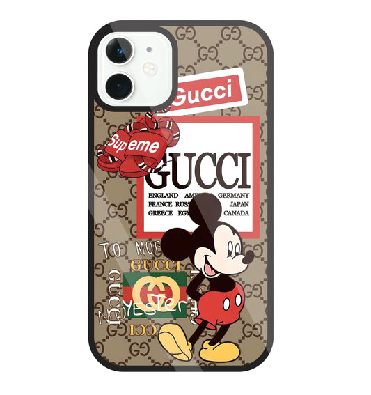 Gucci Mickey Glass Case For Apple iPhone 11