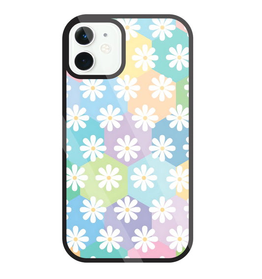 Hexagon Daisy Flower Glass Case For Apple iPhone 11