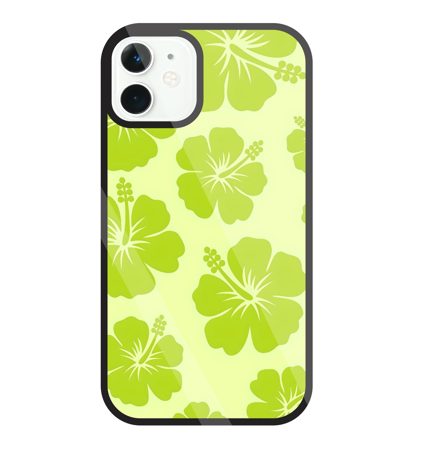 Hibiscus Flower Green Glass Case For Apple iPhone 11