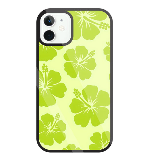 Hibiscus Flower Green Glass Case For Apple iPhone 11