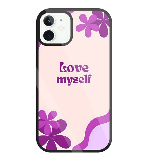 Love Myself Purple Flower Glass Case For Apple iPhone 11