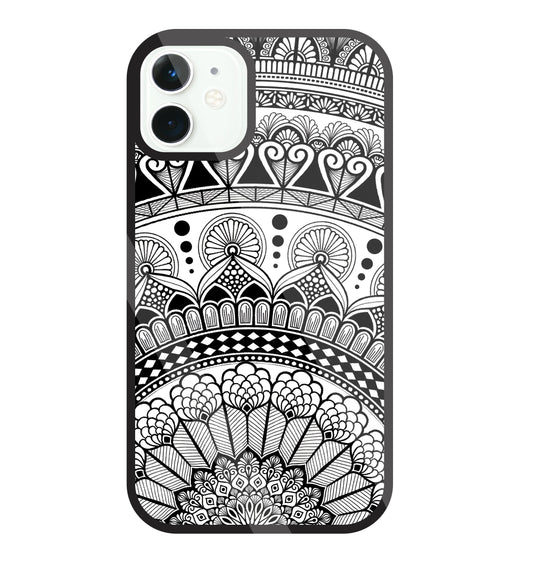 Mandala Pattern Black And White Glass Case For Apple iPhone 11