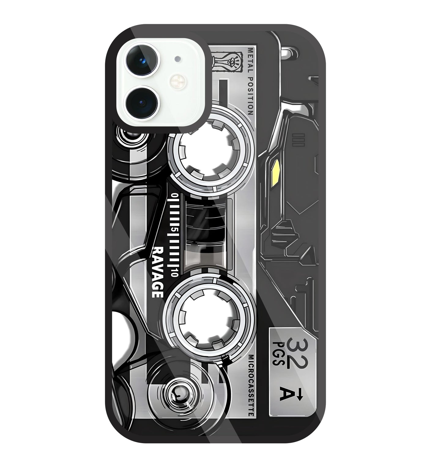 Microcassette Glass Case For Apple iPhone 11