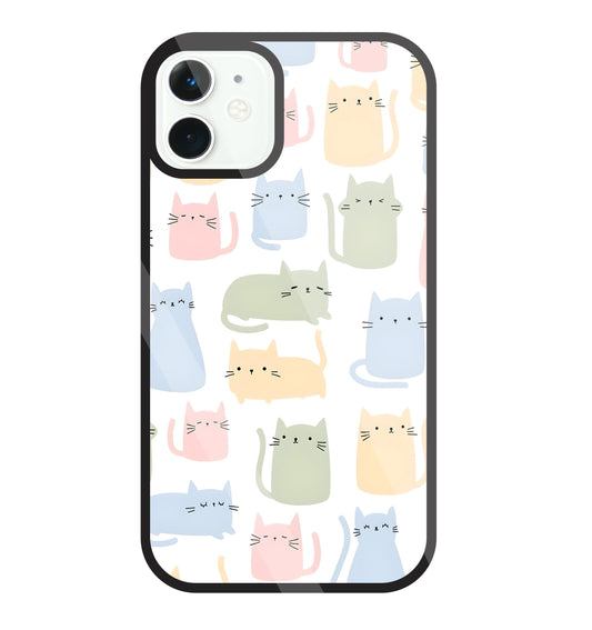 Multicolor cat Glass Case For Apple iPhone 11