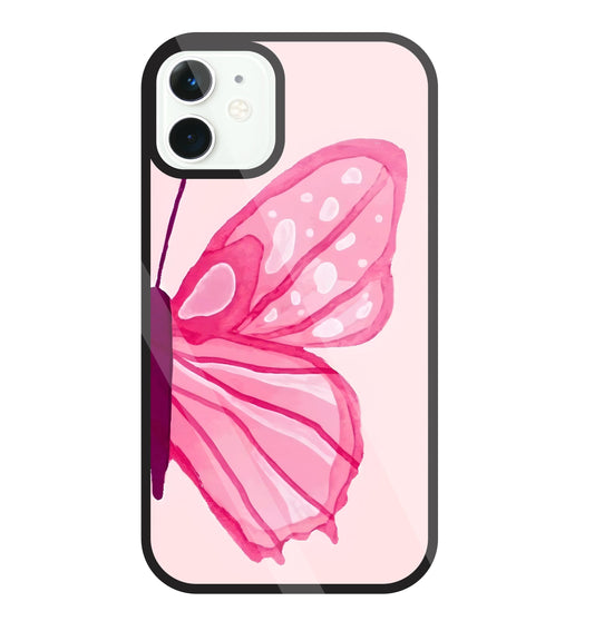 Pink ButterFly Art Glass Case For Apple iPhone 11