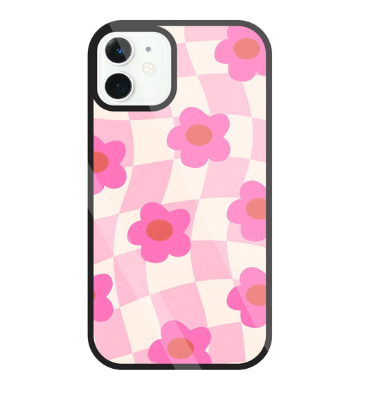 Pink Flower Glass Case For Apple iPhone 11