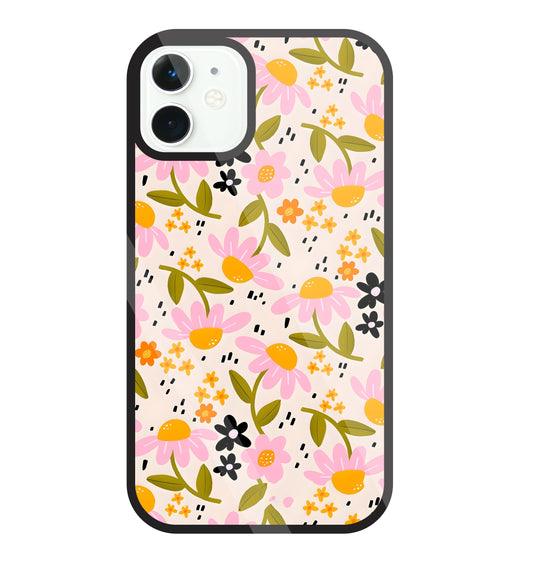 Pink And Yellow Flowers Glass Case For Apple iPhone 11