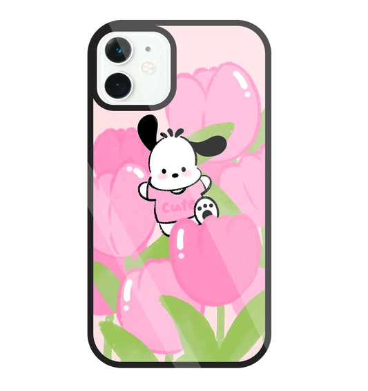 Pochacco Puppy And Rose Glass Case For Apple iPhone 11