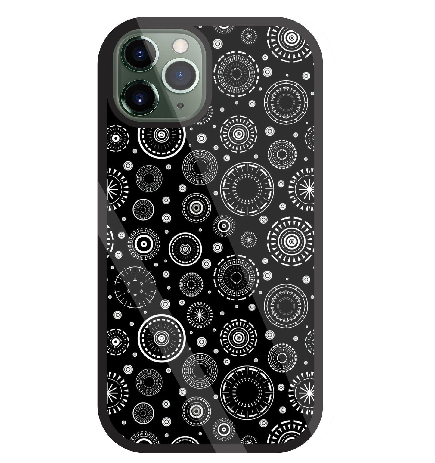 Black Circle Pattern Glass Case For Apple iPhone 11 Pro
