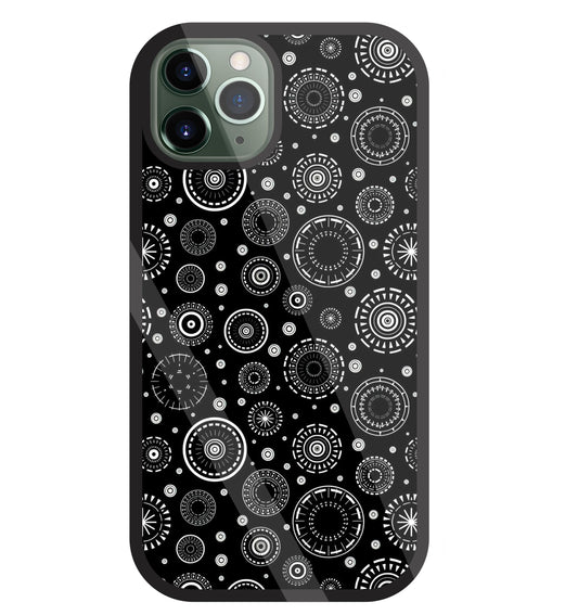 Black Circle Pattern Glass Case For Apple iPhone 11 Pro
