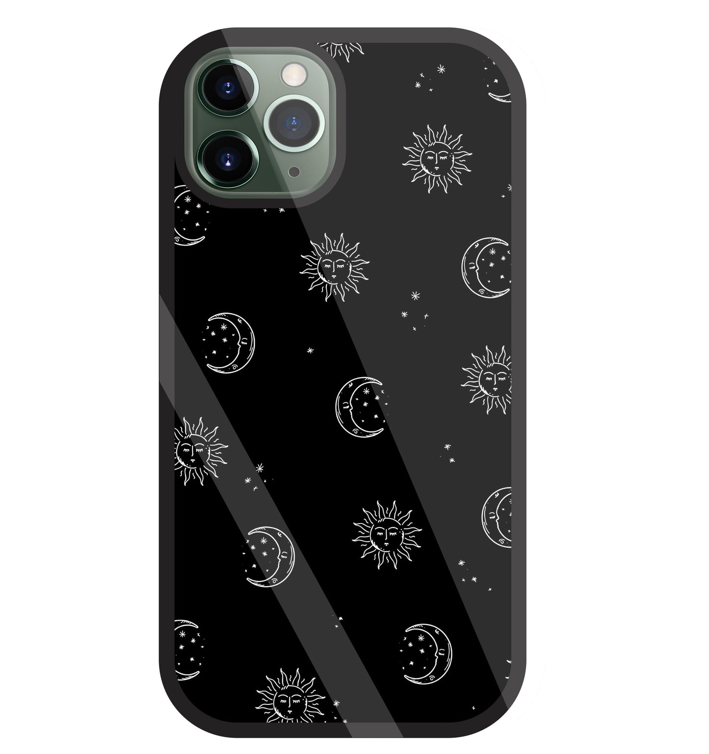 Black Sun With Moon Glass Case For Apple iPhone 11 Pro