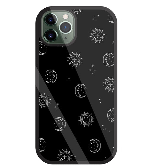 Black Sun With Moon Glass Case For Apple iPhone 11 Pro