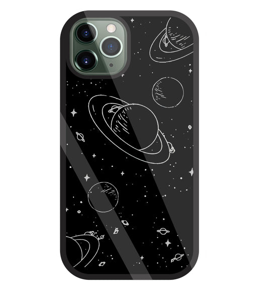 Black And White Space Glass Case For Apple iPhone 11 Pro
