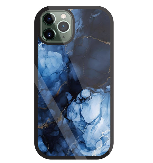 Dark Blue Marble Glass Case For Apple iPhone 11 Pro